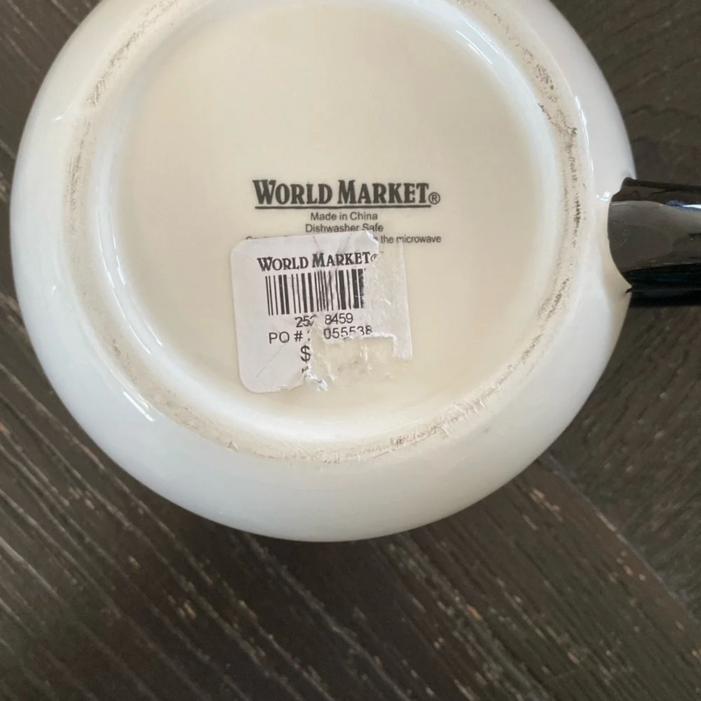 Cost Plus World Market Cream and Black Cat Bowl